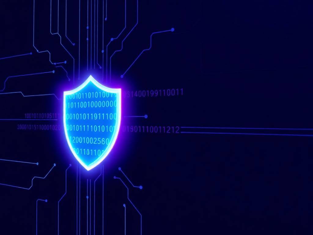 Glowing digital shield made of encrypted characters representing browser-based password security